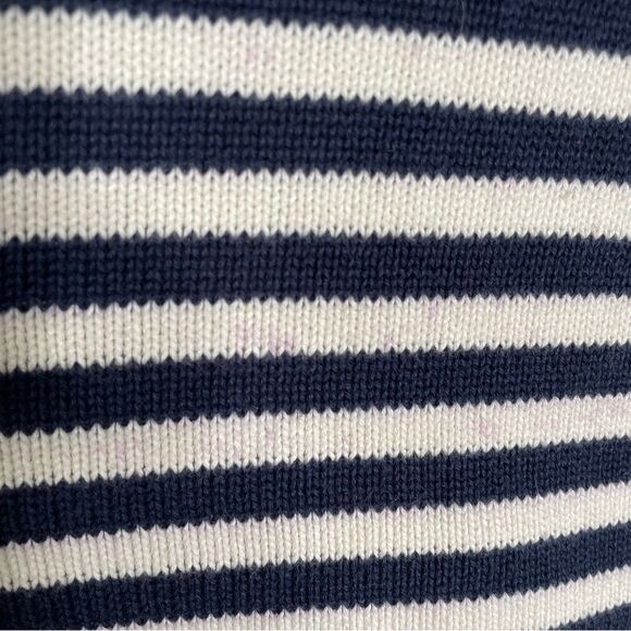 VINTAGE Brooks Brothers Sweater Womens Medium White‎ Navy Stripe Knit Pullover - Picture 5 of 9